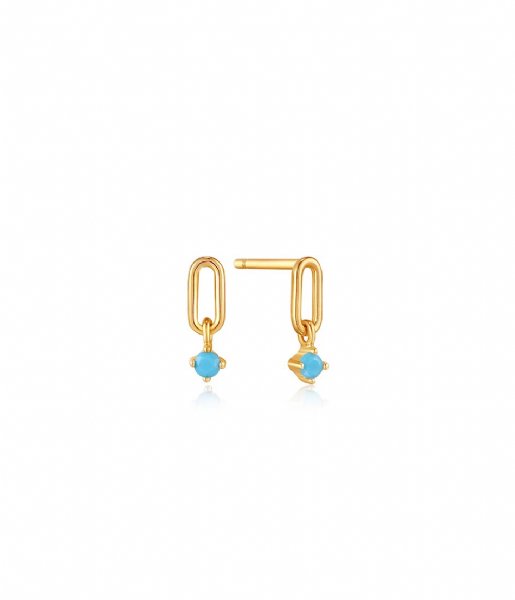 Ania Haie  Turquoise Link Stud Earrings Gold